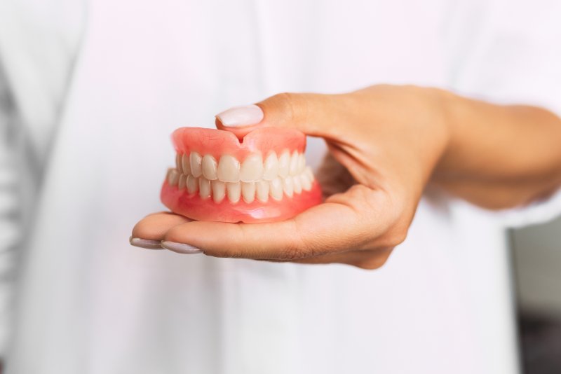 A closeup of removable dentures for persistent tooth loss